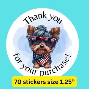 70 thank you stickers size 1.25”